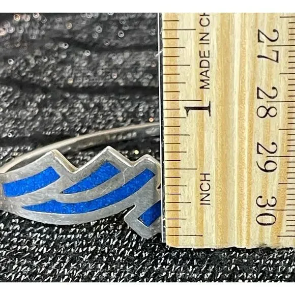 Taxco 925 Sterling Silver Lapis Inlay 7" Bracelet - Picture 10 of 13